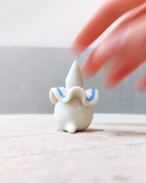 goatPIERROT Ceramic Art Toy [BB23.114: Pierrot Birbauble in Blue, 1.75" tall]
