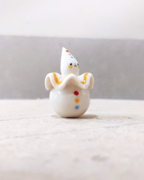 goatPIERROT Ceramic Art Toy [BB23.113: Pierrot Birbauble in Yellow, 1.75" tall]