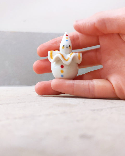 goatPIERROT Ceramic Art Toy [BB23.113: Pierrot Birbauble in Yellow, 1.75" tall]
