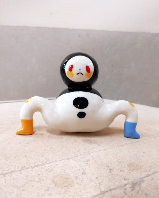 goatPIERROT Ceramic Art Toy [Mega Bobblenoggin Tinybirdman, 3.5" tall]