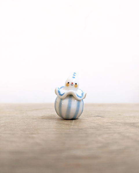 goatPIERROT Ceramic Art Toy [Birbauble BB24.018: Pierrot in Blue Stripe]