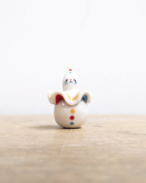 goatPIERROT Ceramic Art Toy [Birbauble BB24.019: Twinkle Eyed Clown in Stoplight Yellow]