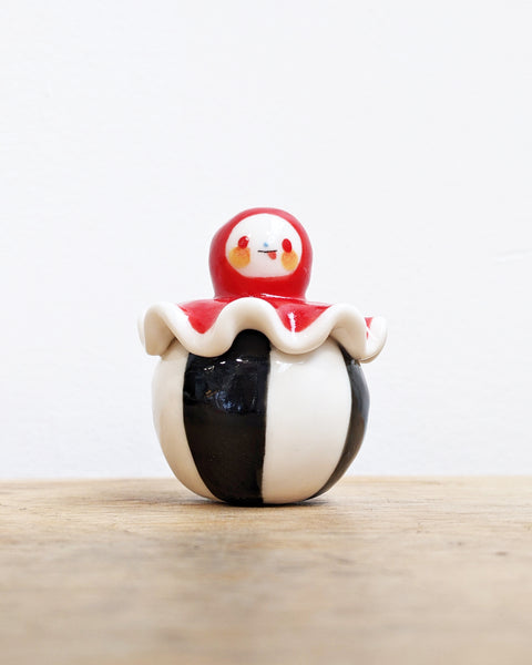 goatPIERROT Ceramic Art Toy [Birbauble BB24.034: Red Clown with Tongue Out]