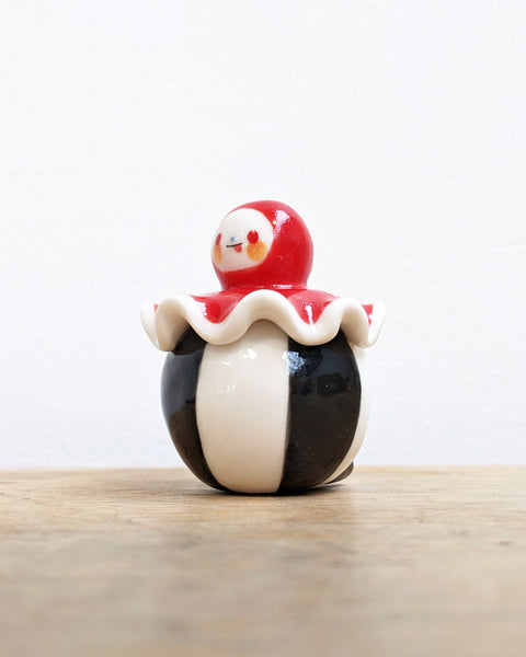 goatPIERROT Ceramic Art Toy [Birbauble BB24.034: Red Clown with Tongue Out]