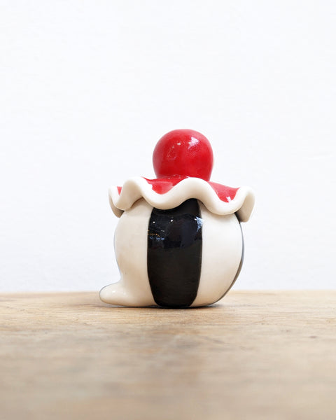 goatPIERROT Ceramic Art Toy [Birbauble BB24.034: Red Clown with Tongue Out]