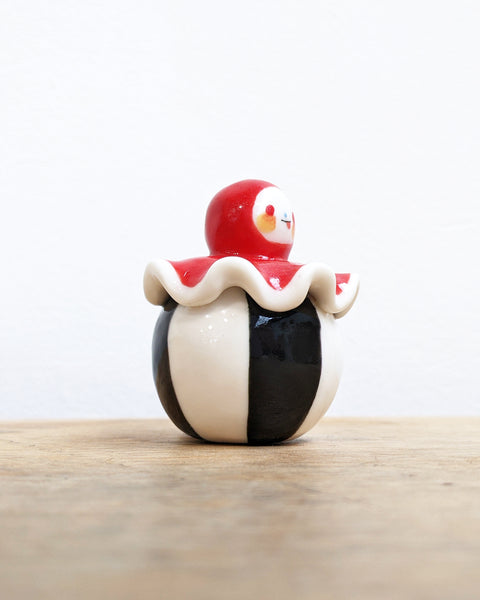 goatPIERROT Ceramic Art Toy [Birbauble BB24.034: Red Clown with Tongue Out]