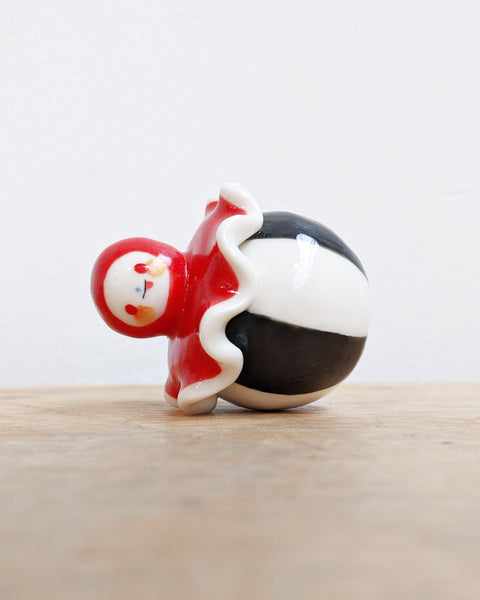 goatPIERROT Ceramic Art Toy [Birbauble BB24.034: Red Clown with Tongue Out]