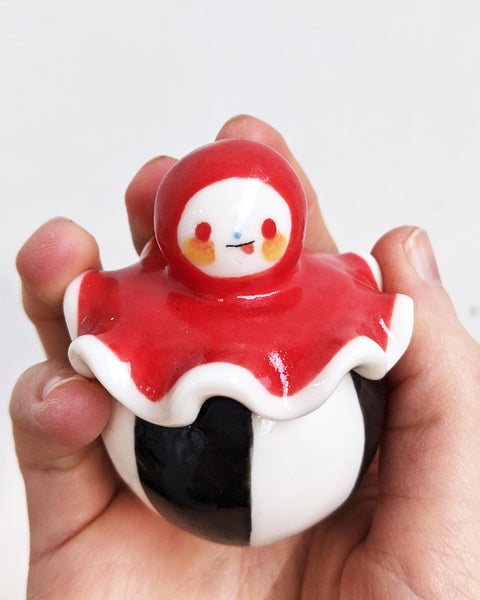 goatPIERROT Ceramic Art Toy [Birbauble BB24.034: Red Clown with Tongue Out]