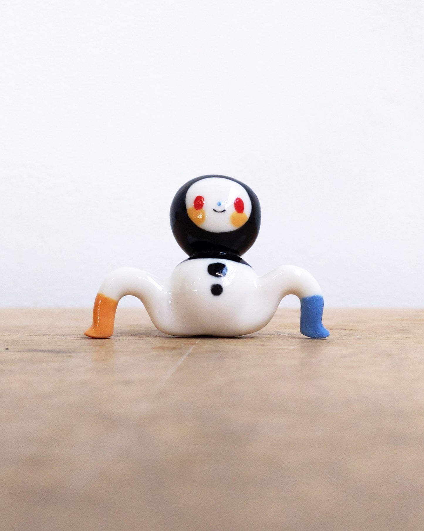 goatPIERROT Ceramic Art Toy [24.006: Black Classic Bobblenoggin, 1.57" tall]