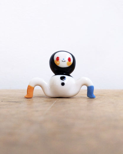 goatPIERROT Ceramic Art Toy [24.006: Black Classic Bobblenoggin, 1.57" tall]