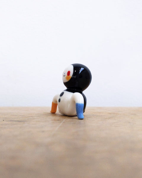 goatPIERROT Ceramic Art Toy [24.006: Black Classic Bobblenoggin, 1.57" tall]