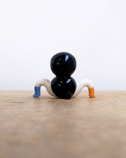 goatPIERROT Ceramic Art Toy [24.006: Black Classic Bobblenoggin, 1.57" tall]