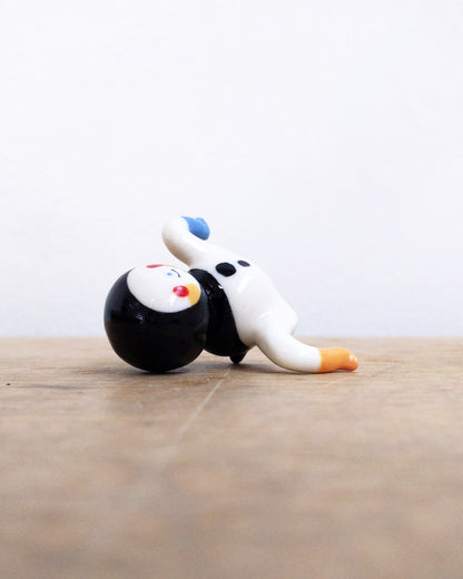 goatPIERROT Ceramic Art Toy [24.006: Black Classic Bobblenoggin, 1.57" tall]