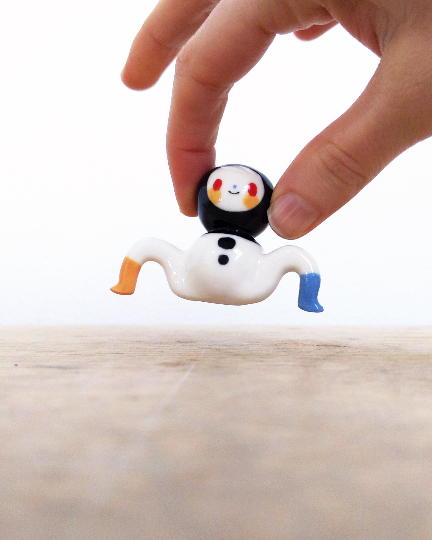 goatPIERROT Ceramic Art Toy [24.006: Black Classic Bobblenoggin, 1.57" tall]