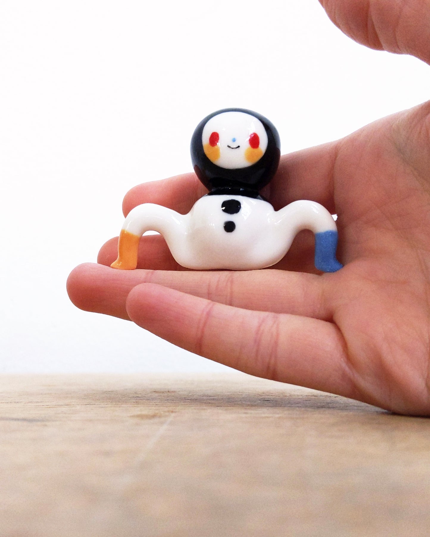 goatPIERROT Ceramic Art Toy [24.006: Black Classic Bobblenoggin, 1.57" tall]