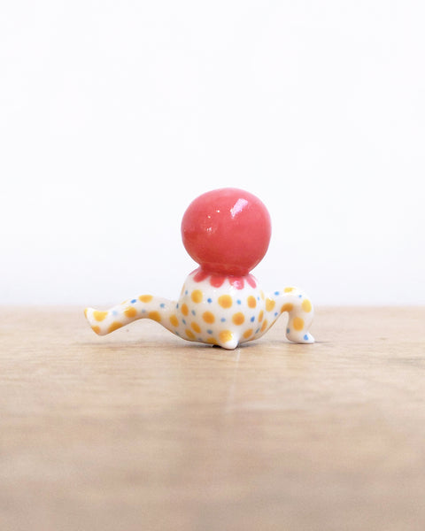 goatPIERROT Ceramic Art Toy [Tinybirdman 24.012: Grapefruit Pink Bobblenoggin]