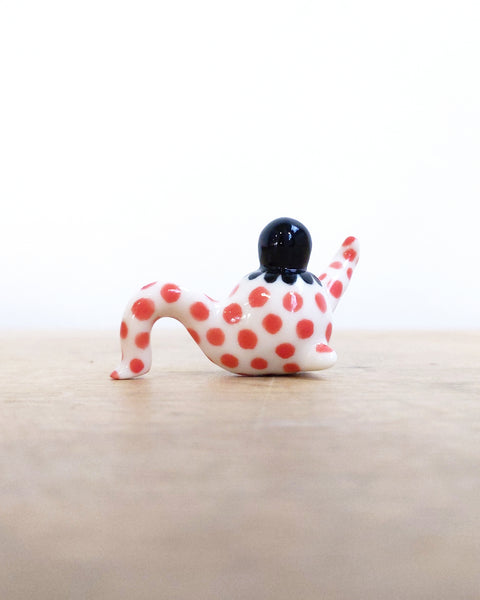 goatPIERROT Ceramic Art Toy [Tinybirdman 24.015: Pink Polka Pajamasuit]