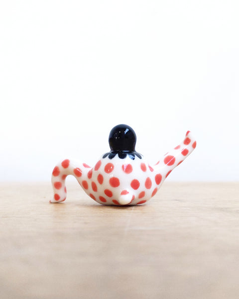 goatPIERROT Ceramic Art Toy [Tinybirdman 24.015: Pink Polka Pajamasuit]