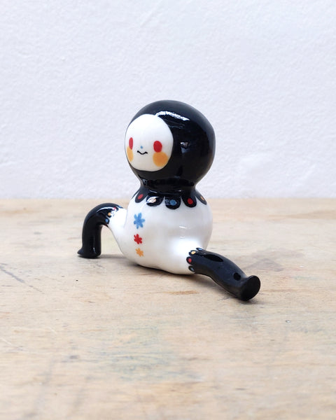 goatPIERROT Ceramic Art Toy [Tinybirdman 24.026: Flower Stockings]