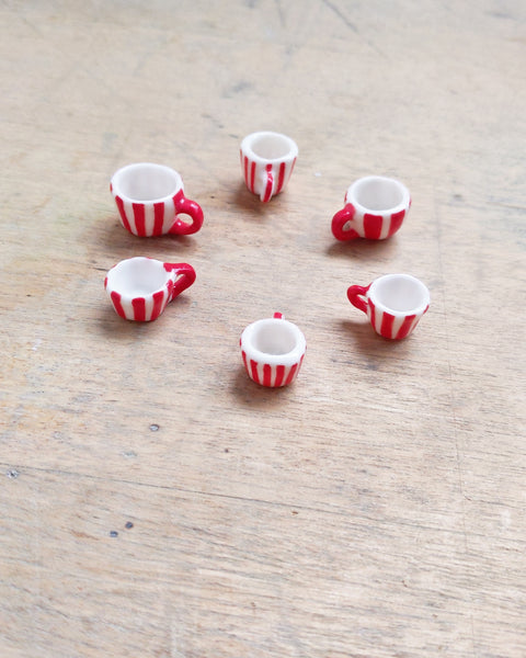 goatPIERROT Miniature Porcelain Teacups [Peppermint Stripe]