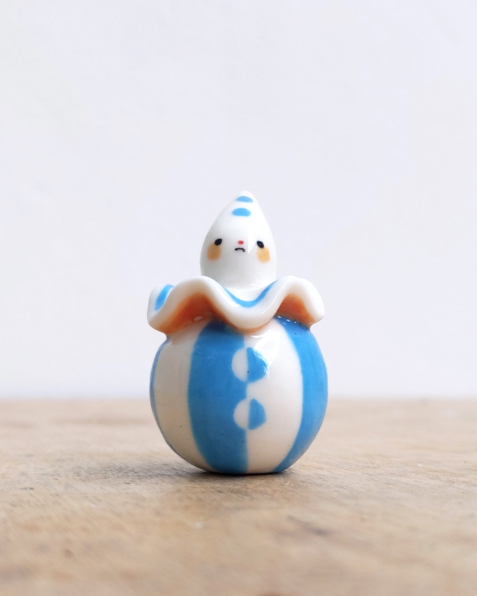 goatPIERROT Ceramic Art Toy [BB24.050: Blue and Yellow Pierrot Birbauble]