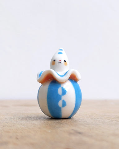 goatPIERROT Ceramic Art Toy [BB24.050: Blue and Yellow Pierrot Birbauble]