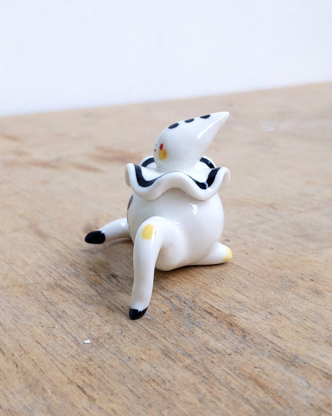 goatPIERROT Ceramic Art Toy [24.036: Pierrot Tinybirdman, 2" tall]