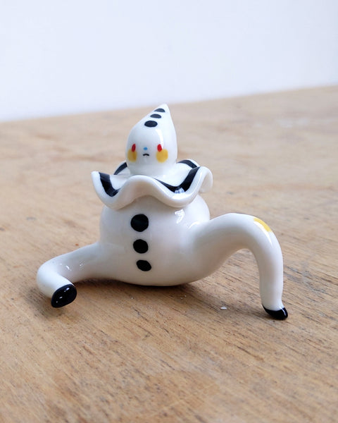 goatPIERROT Ceramic Art Toy [24.036: Pierrot Tinybirdman, 2" tall]