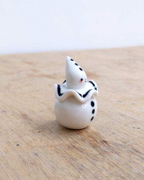 goatPIERROT Ceramic Art Toy [BB24.052: Pierrot Birbauble with Pink Cheeks]