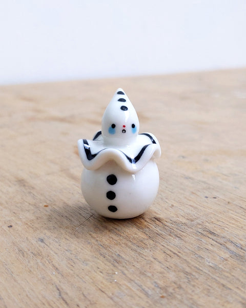 goatPIERROT Ceramic Art Toy [BB24.053: Pierrot Birbauble with Blue Cheeks]