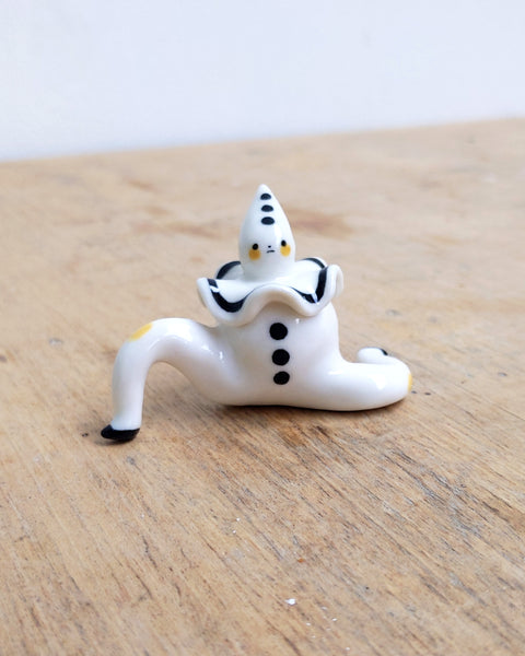 goatPIERROT Ceramic Art Toy [24.038: Pierrot Tinybirdman, Black Eyes, 1.77" tall]