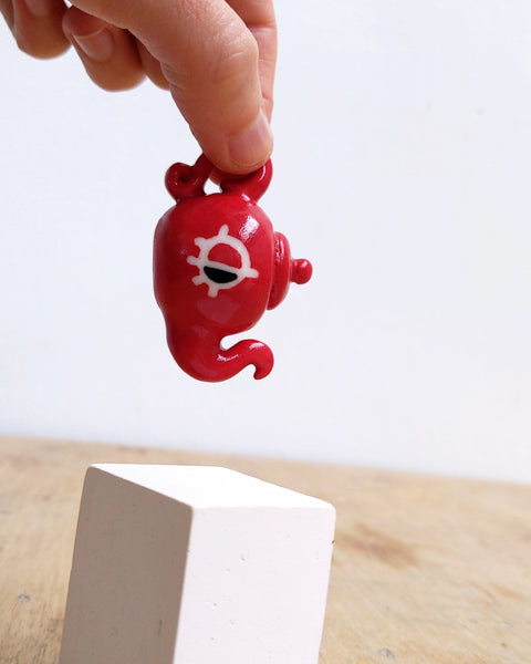 goatPIERROT Ceramic Art Toy [Red Teapot with Eyes]