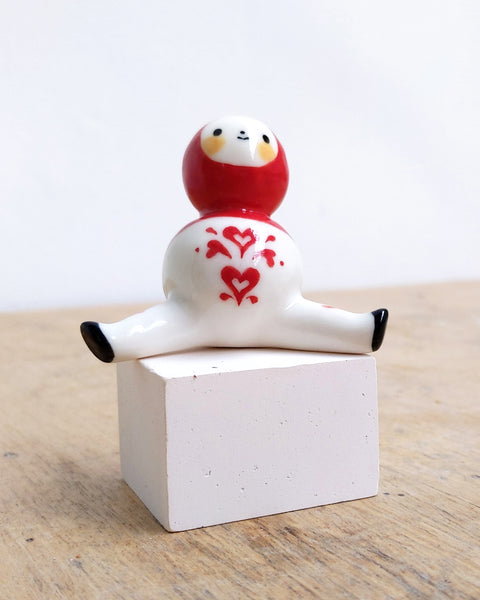 goatPIERROT Ceramic Art Toy [24.046: Valentinybirdman, 2" tall]