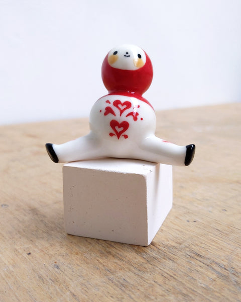 goatPIERROT Ceramic Art Toy [24.046: Valentinybirdman, 2" tall]