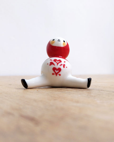 goatPIERROT Ceramic Art Toy [24.046: Valentinybirdman, 2" tall]