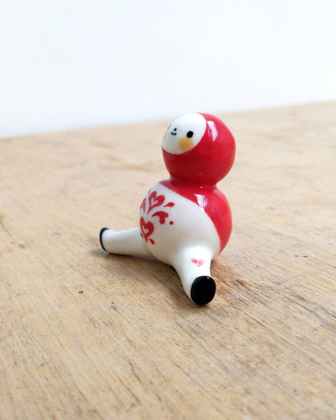 goatPIERROT Ceramic Art Toy [24.046: Valentinybirdman, 2" tall]