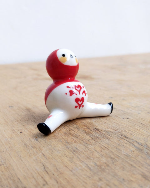 goatPIERROT Ceramic Art Toy [24.046: Valentinybirdman, 2" tall]