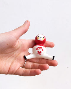 goatPIERROT Ceramic Art Toy [24.046: Valentinybirdman, 2" tall]