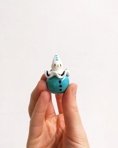 goatPIERROT Ceramic Art Toy [BB24.011: Pierrot Birbauble with Teal Body, Second]