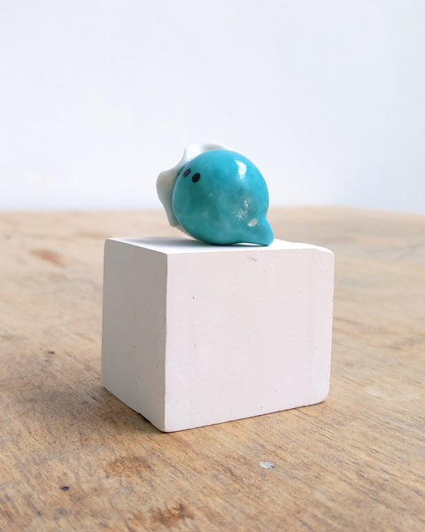 goatPIERROT Ceramic Art Toy [BB24.011: Pierrot Birbauble with Teal Body, Second]