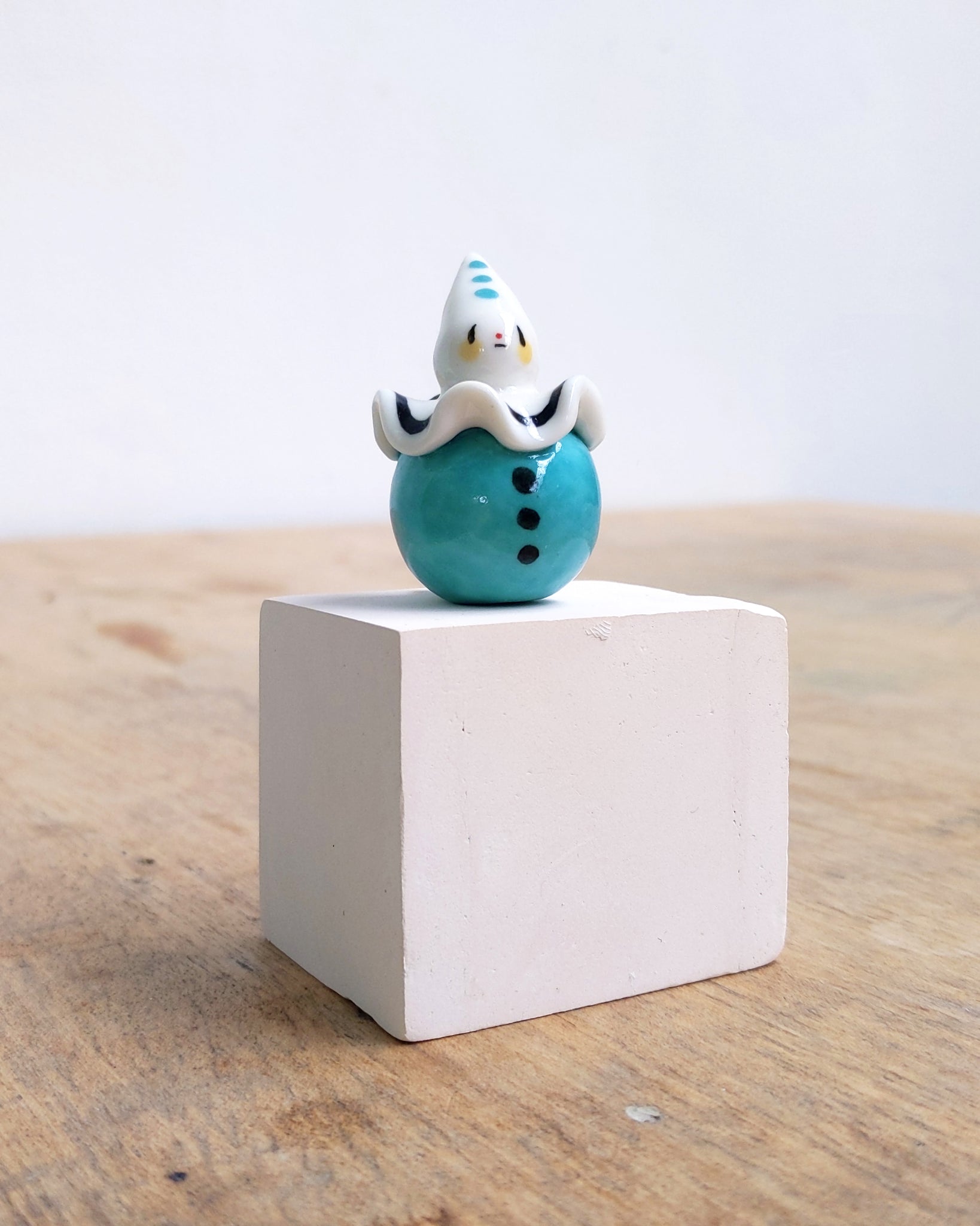 goatPIERROT Ceramic Art Toy [BB24.011: Pierrot Birbauble with Teal Body, Second]