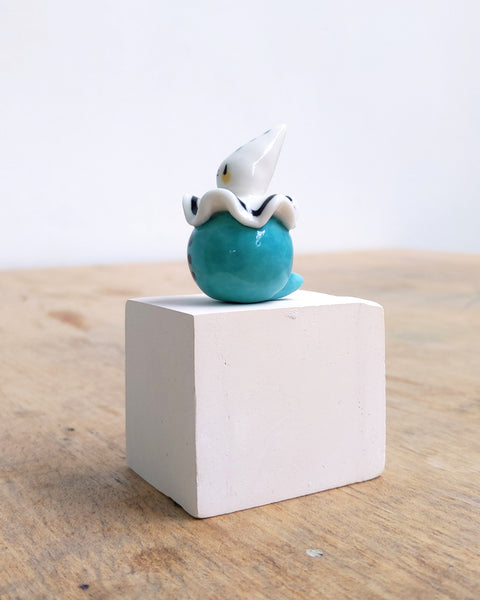 goatPIERROT Ceramic Art Toy [BB24.011: Pierrot Birbauble with Teal Body, Second]