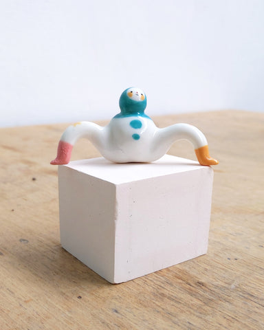 goatPIERROT Ceramic Art Toy [24.047: Teal Tinybirdman, Second]