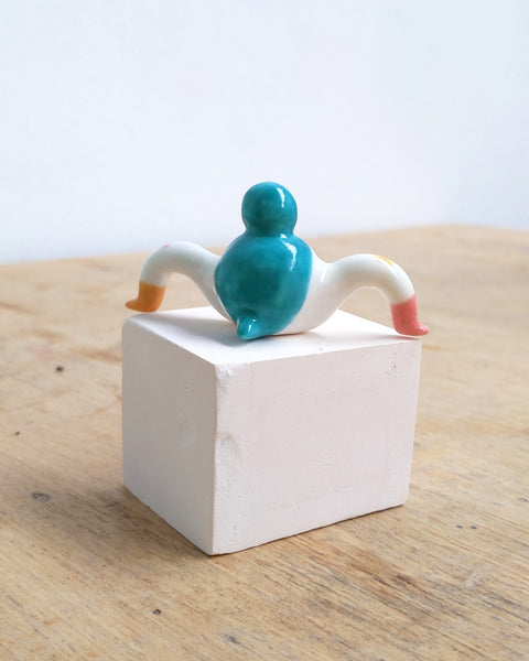 goatPIERROT Ceramic Art Toy [24.047: Teal Tinybirdman, Second]