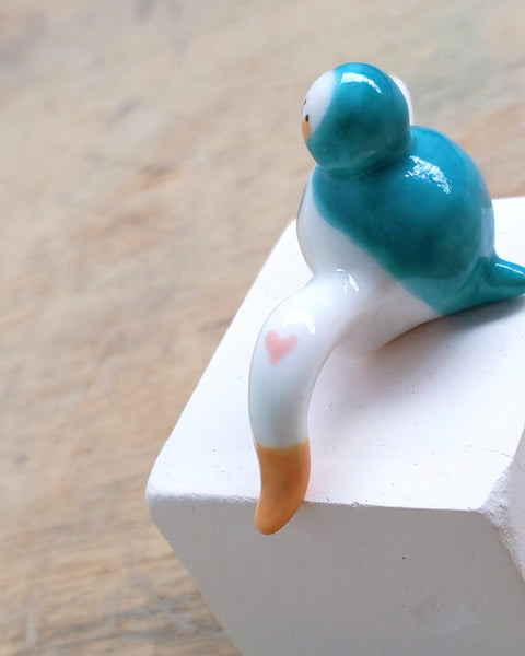 goatPIERROT Ceramic Art Toy [24.047: Teal Tinybirdman, Second]