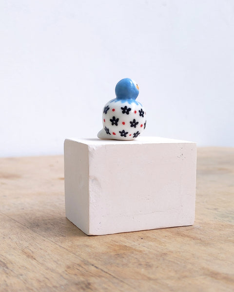 goatPIERROT Ceramic Art Toy [BB24.044: Blue Flower Birbauble, Second]