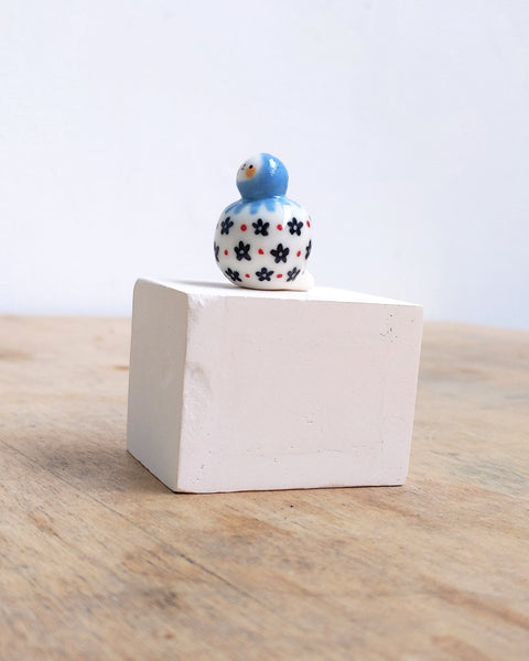 goatPIERROT Ceramic Art Toy [BB24.044: Blue Flower Birbauble, Second]