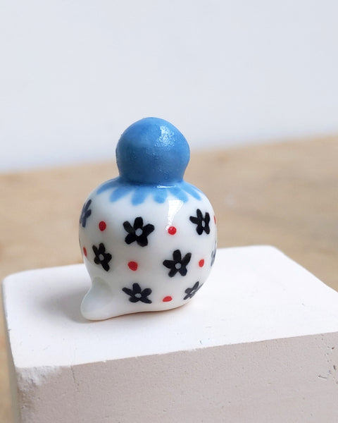 goatPIERROT Ceramic Art Toy [BB24.044: Blue Flower Birbauble, Second]