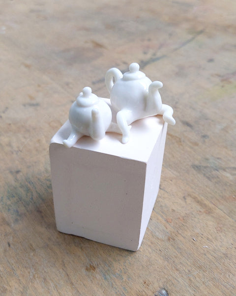 goatPIERROT Ceramic Art Toy [Teapoot Duo in White]