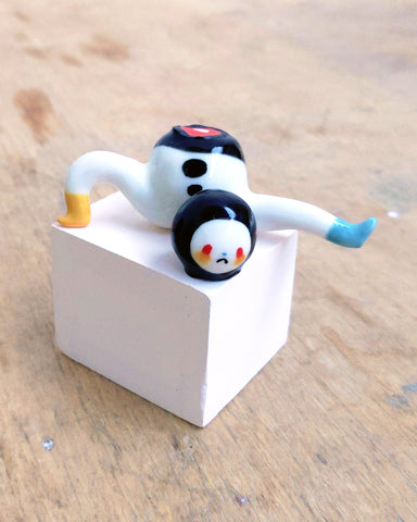 goatPIERROT Ceramic Art Toy [24.049: Dismembered Tinybirdman]